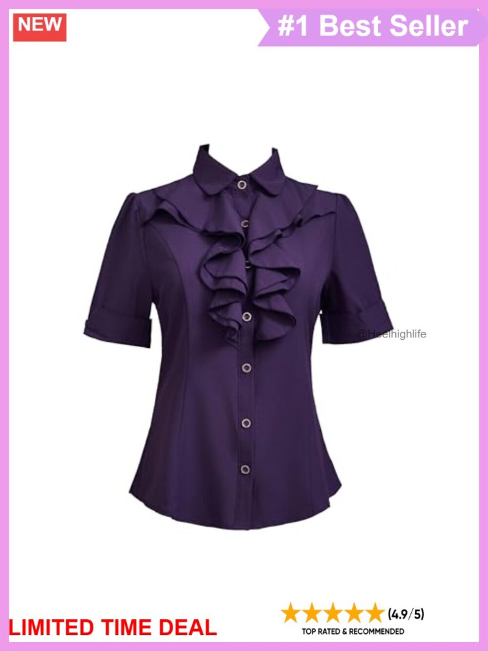Chiffon Button Down Shirt Short Sleeve Bowtie Collar Blouse